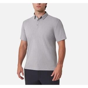 NWT Modern Ambition Polo Men's Medium Gray Cotton Tech Short Sleeve